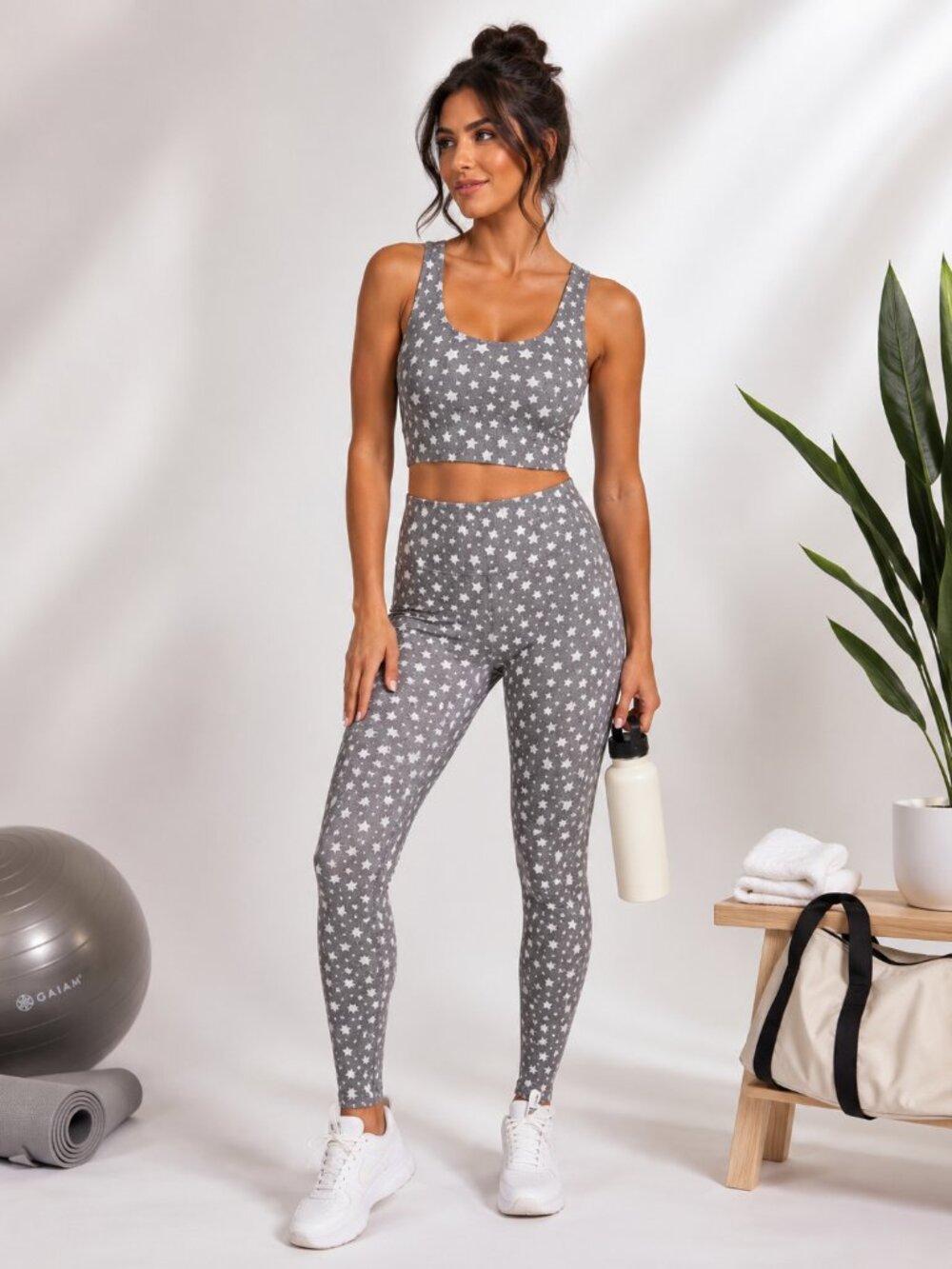 TEREZ Starlight Star Print Legging Sports Bra Set Large Activewear NWT
